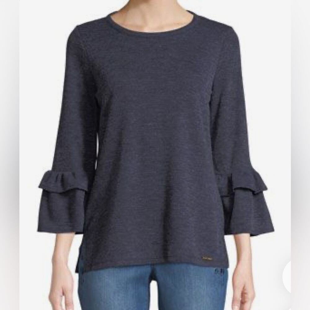 Michael Kors 3/4 Sleeve Top statement casual blue Size XL Shirt